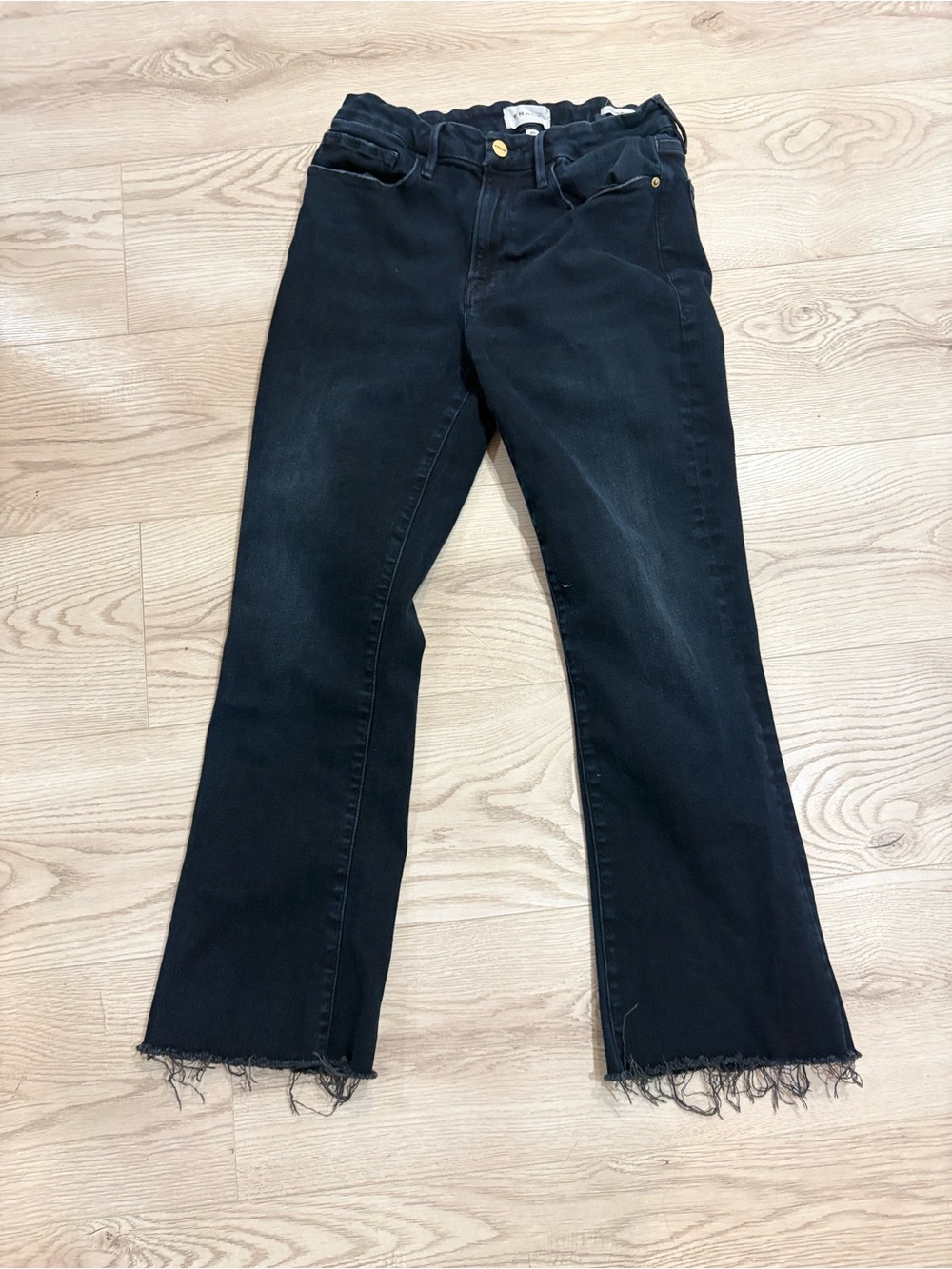 Frame Denim Le Crop Mini Boot Flare Jeans with Raw Hem